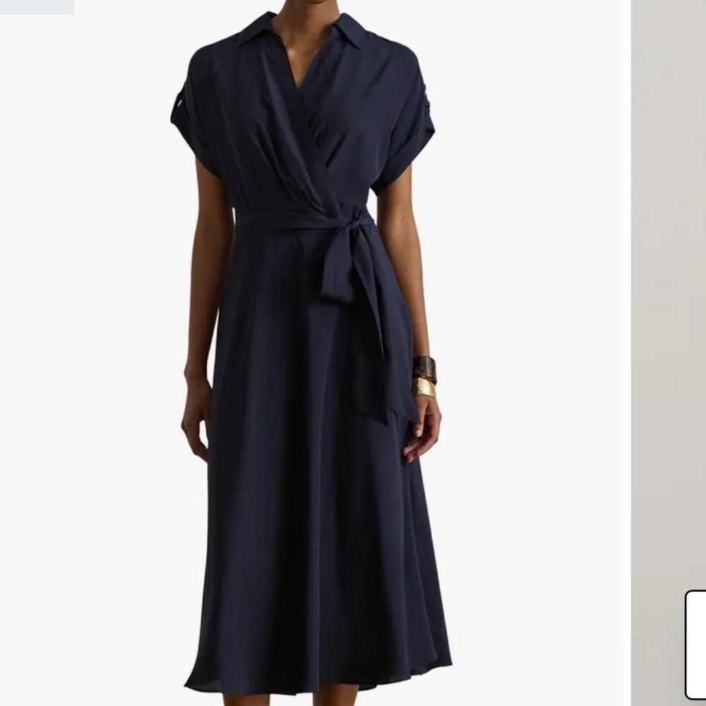 Lauren Ralph Lauren Fratillo Short Sleeve Crêpe de Chine Shirtdress BLACK 10 NWT